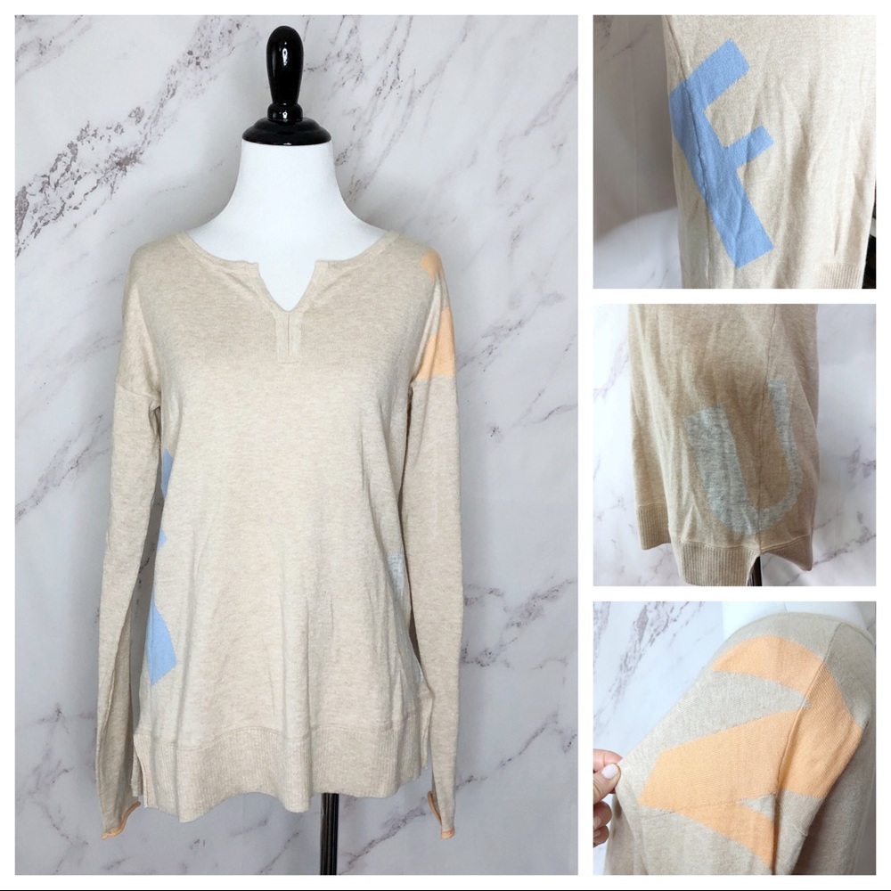Lisa Todd Tan “FUN” Sweater Size Small